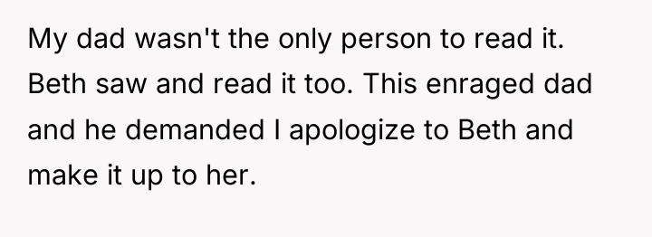 My dad wasn't the only person to read it. Beth...