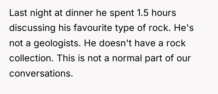 Last night at dinner he spent 1.5 hours discussing his...