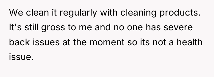 We clean it regularly with cleaning products. It's still gross...