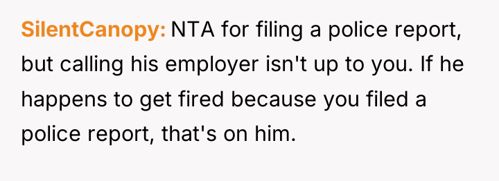 SilentCanopy NTA for filing a police report, but calling his...