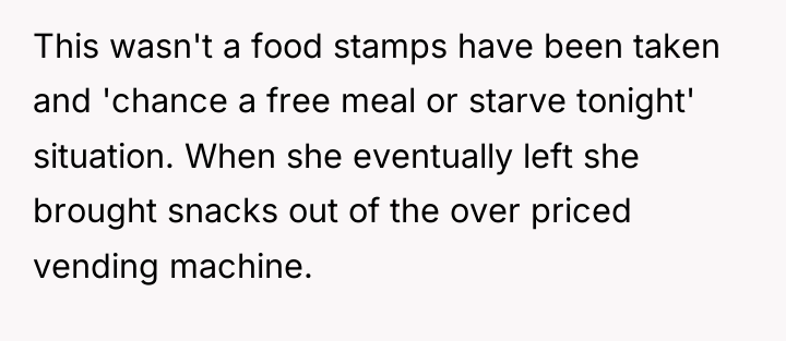 This wasn't a food stamps have been taken and 'chance...