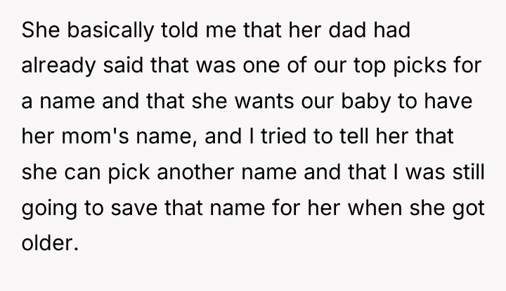 She basically told me that her dad had already said...