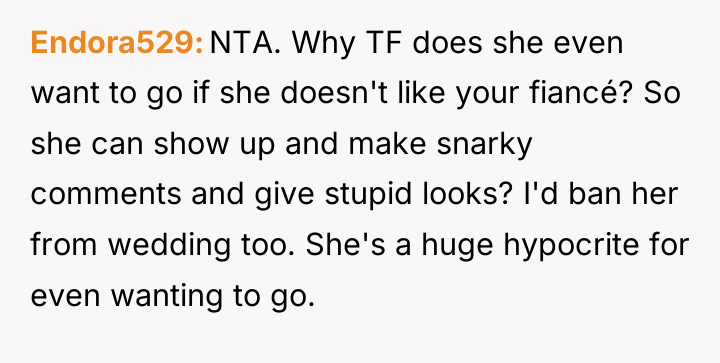Endora529 NTA. Why TF does she even want to go...