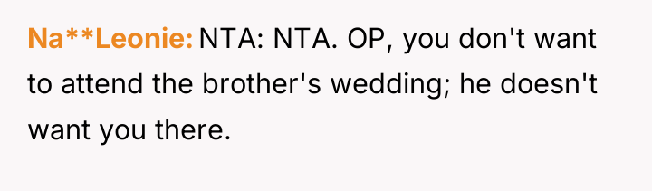 Na**Leonie NTA: NTA. OP, you don't want to attend the...