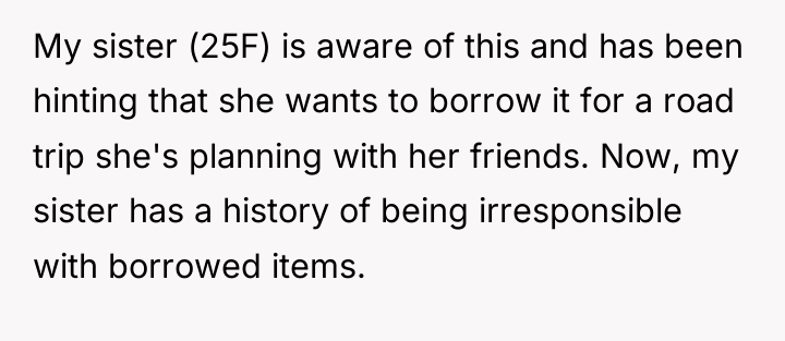 My sister (25F) is aware of this and has been...