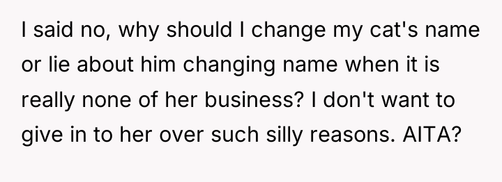 I said no, why should I change my cat's name...