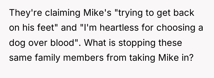 They're claiming Mike's "trying to get back on his feet"...