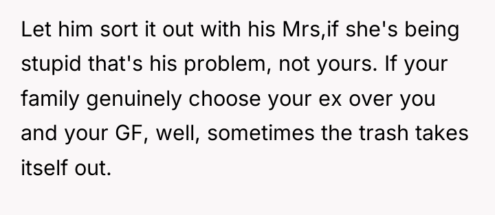 Let him sort it out with his Mrs,if she's being...