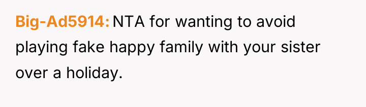 Big-Ad5914 NTA for wanting to avoid playing fake happy family...
