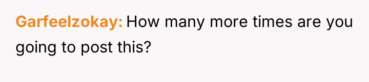 Garfeelzokay How many more times are you going to post...