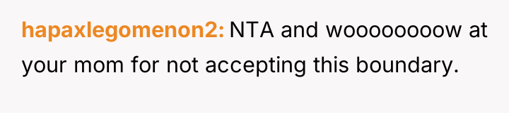 hapaxlegomenon2 NTA and woooooooow at your mom for not accepting...