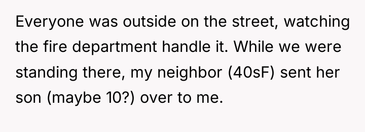 Everyone was outside on the street, watching the fire department...
