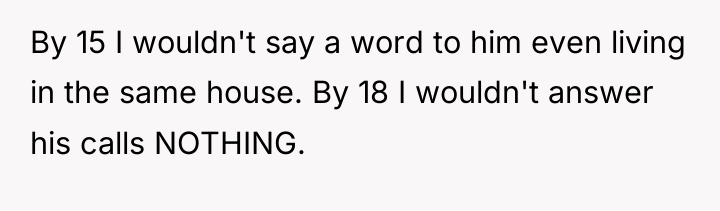 By 15 I wouldn't say a word to him even...