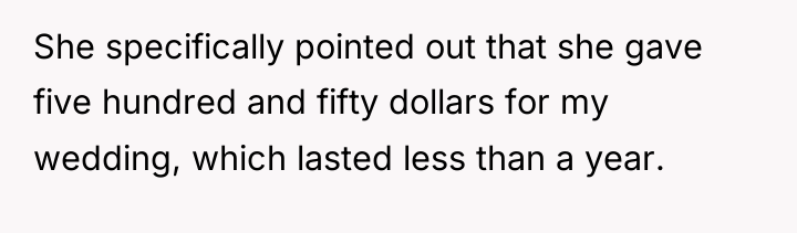She specifically pointed out that she gave five hundred and...
