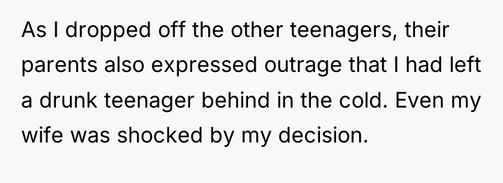 As I dropped off the other teenagers, their parents also...