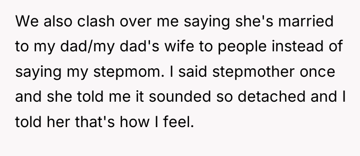 We also clash over me saying she's married to my...
