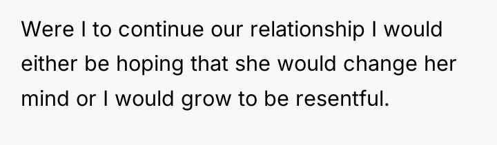 Were I to continue our relationship I would either be...