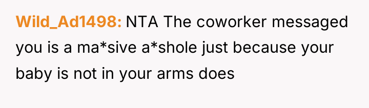 Wild_Ad1498 NTA The coworker messaged you is a ma*sive a*shole...