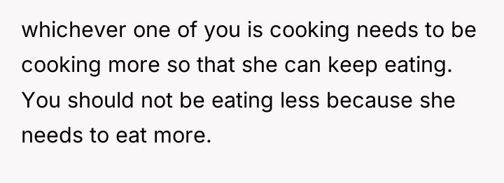 whichever one of you is cooking needs to be cooking...