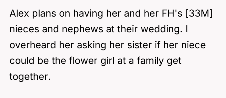 Alex plans on having her and her FH's [33M] nieces...