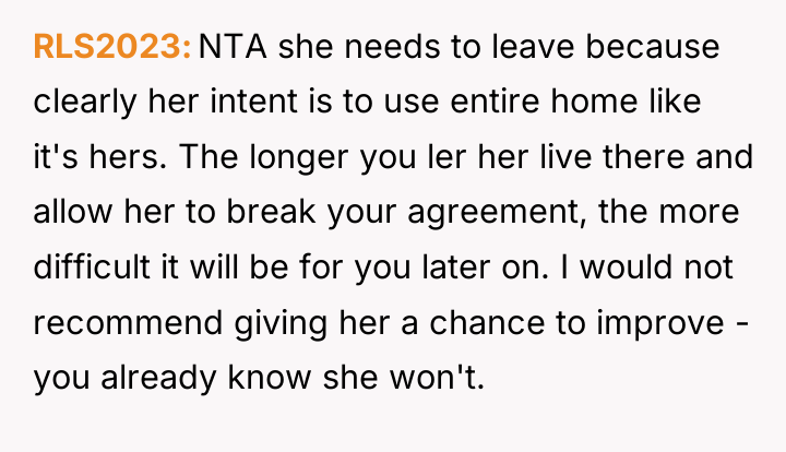 RLS2023 NTA she needs to leave because clearly her intent...