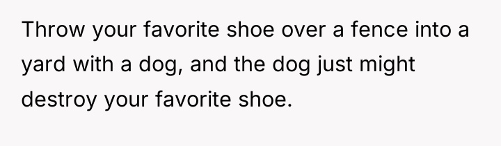 Throw your favorite shoe over a fence into a yard...