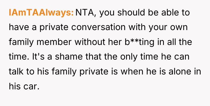 IAmTAAlways NTA, you should be able to have a private...