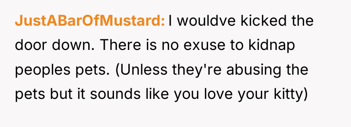 JustABarOfMustard I wouldve kicked the door down. There is no...