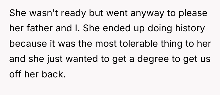 She wasn't ready but went anyway to please her father...