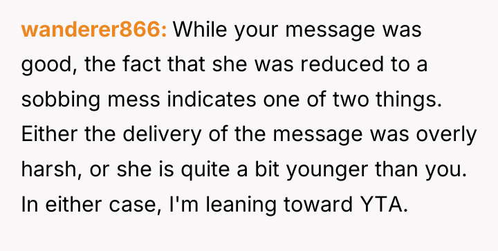 wanderer866 While your message was good, the fact that she...