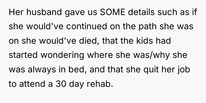 Her husband gave us SOME details such as if she...