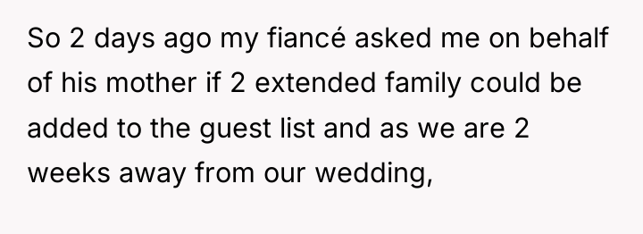 So 2 days ago my fiancé asked me on behalf...