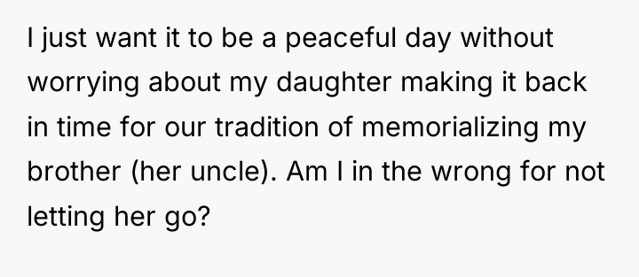 I just want it to be a peaceful day without...