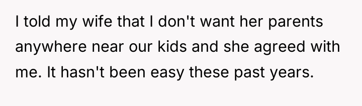 I told my wife that I don't want her parents...
