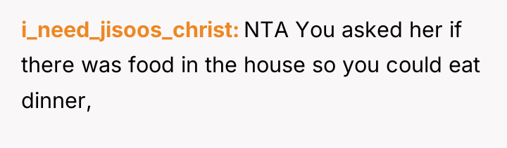 i_need_jisoos_christ NTA You asked her if there was food in...