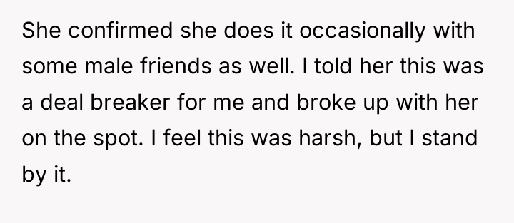 She confirmed she does it occasionally with some male friends...