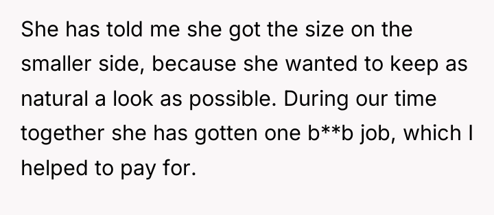 She has told me she got the size on the...