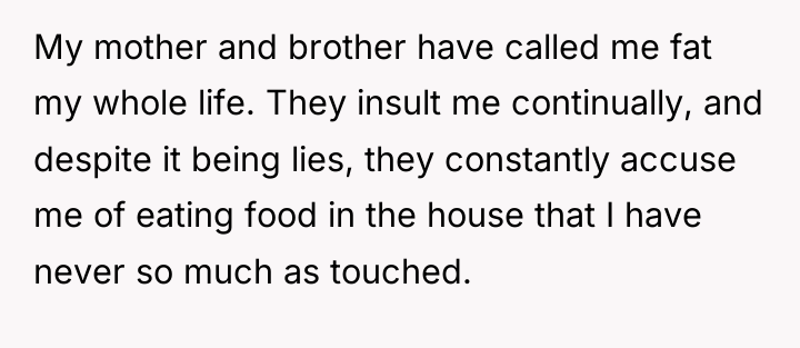 My mother and brother have called me fat my whole...
