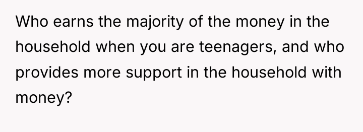 Who earns the majority of the money in the household...