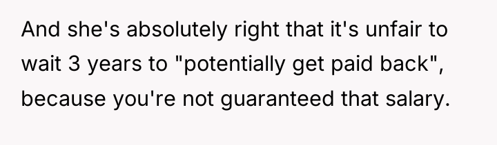 And she's absolutely right that it's unfair to wait 3...