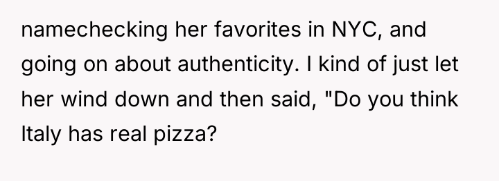 namechecking her favorites in NYC, and going on about authenticity....