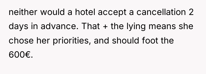 neither would a hotel accept a cancellation 2 days in...