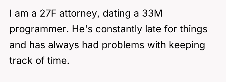 I am a 27F attorney, dating a 33M programmer. He's...