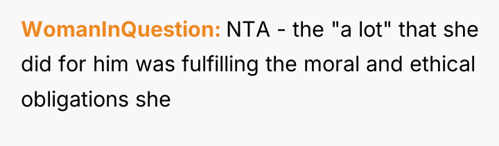 WomanInQuestion NTA - the "a lot" that she did for...