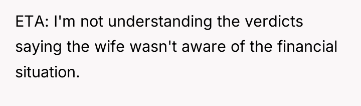 ETA: I'm not understanding the verdicts saying the wife wasn't...