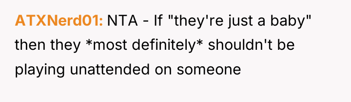 ATXNerd01 NTA - If "they're just a baby" then they...