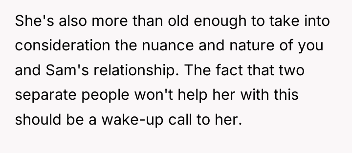 She's also more than old enough to take into consideration...