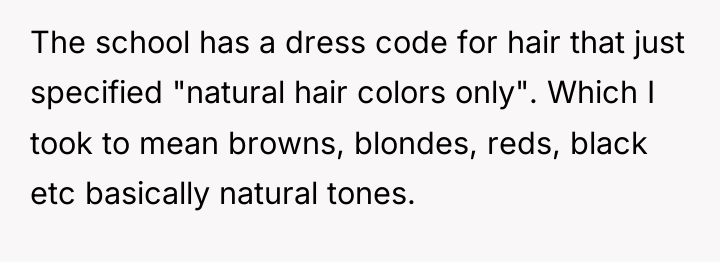 The school has a dress code for hair that just...