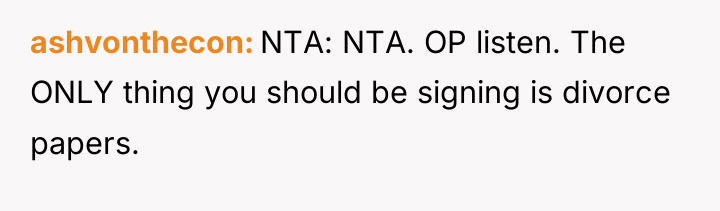 ashvonthecon NTA: NTA. OP listen. The ONLY thing you should...