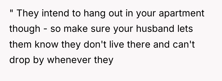 " They intend to hang out in your apartment though...
